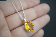 Citrine Sterling Silver Oval Pendant