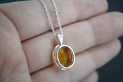 Citrine Sterling Silver Oval Pendant