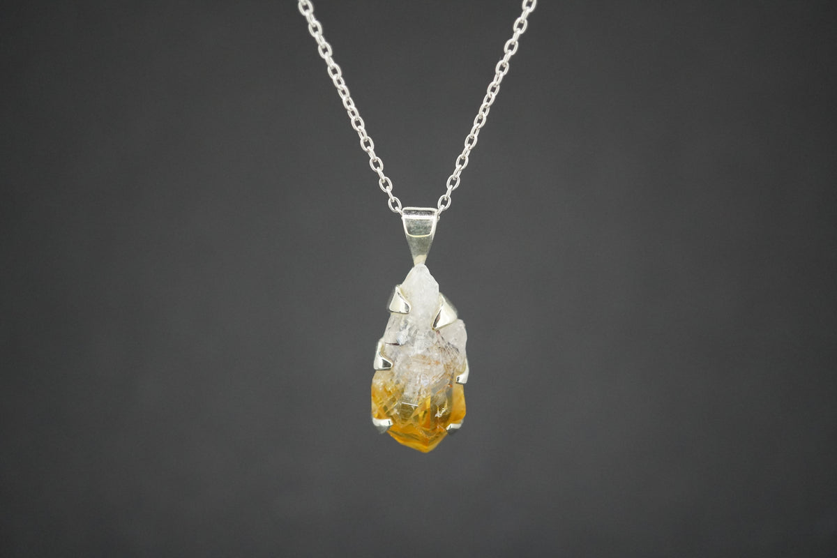 Citrine Sterling Silver Medium Drop Pendant