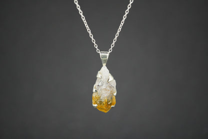 Citrine Sterling Silver Medium Drop Pendant