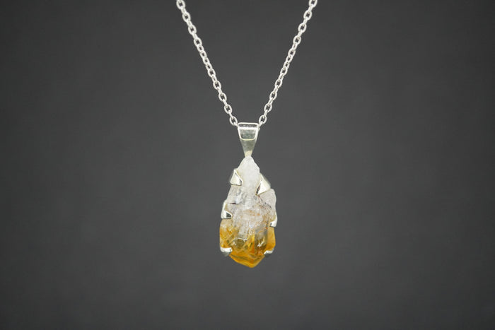Citrine Sterling Silver Medium Drop Pendant