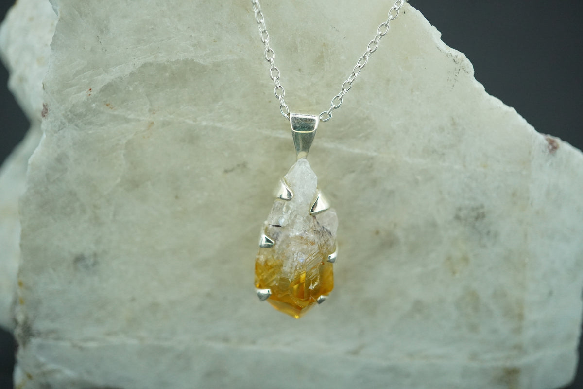 Citrine Sterling Silver Medium Drop Pendant