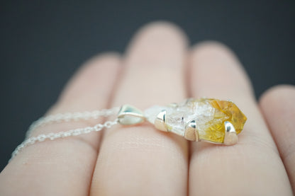 Citrine Sterling Silver Medium Drop Pendant