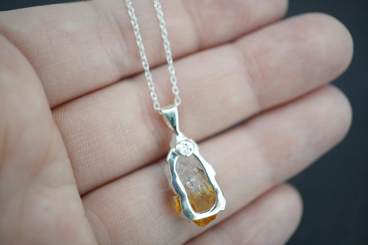 Citrine Sterling Silver Medium Drop Pendant