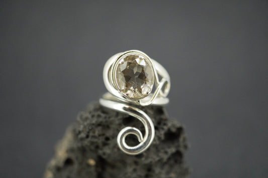 Cairngorm Quartz Sterling Silver Swirl Ring