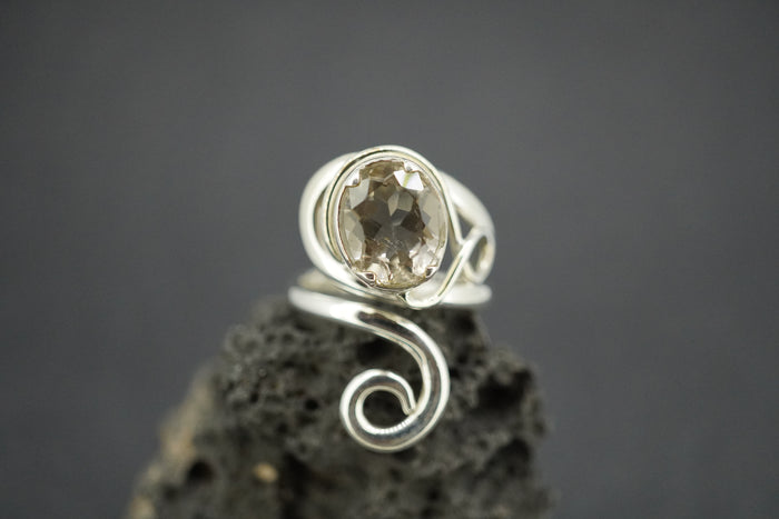 Cairngorm Quartz Sterling Silver Swirl Ring