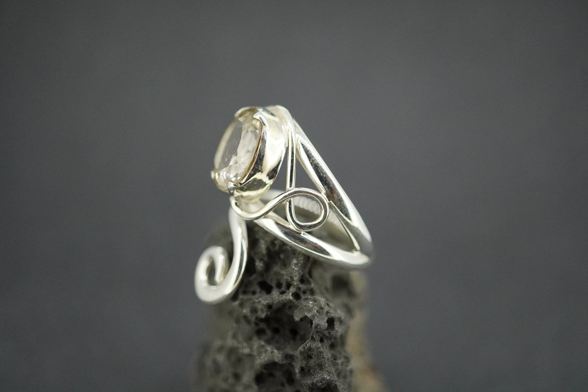 Cairngorm Quartz Sterling Silver Swirl Ring