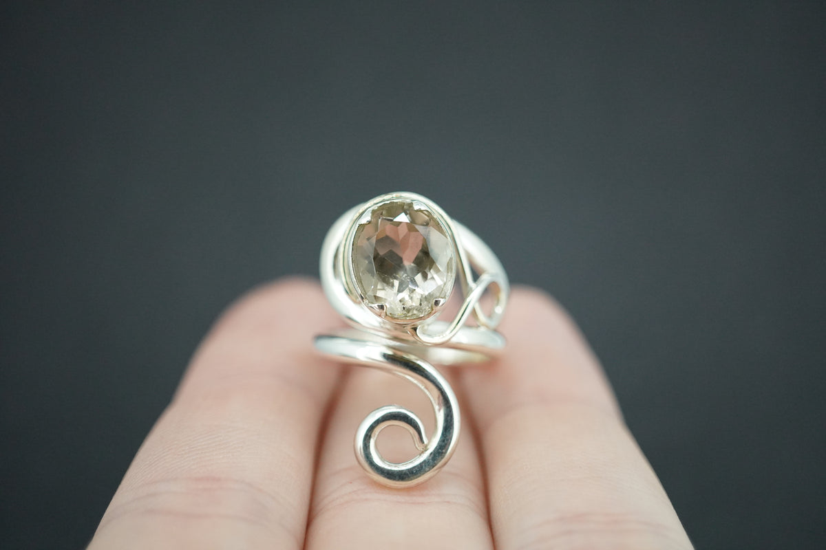 Cairngorm Quartz Sterling Silver Swirl Ring