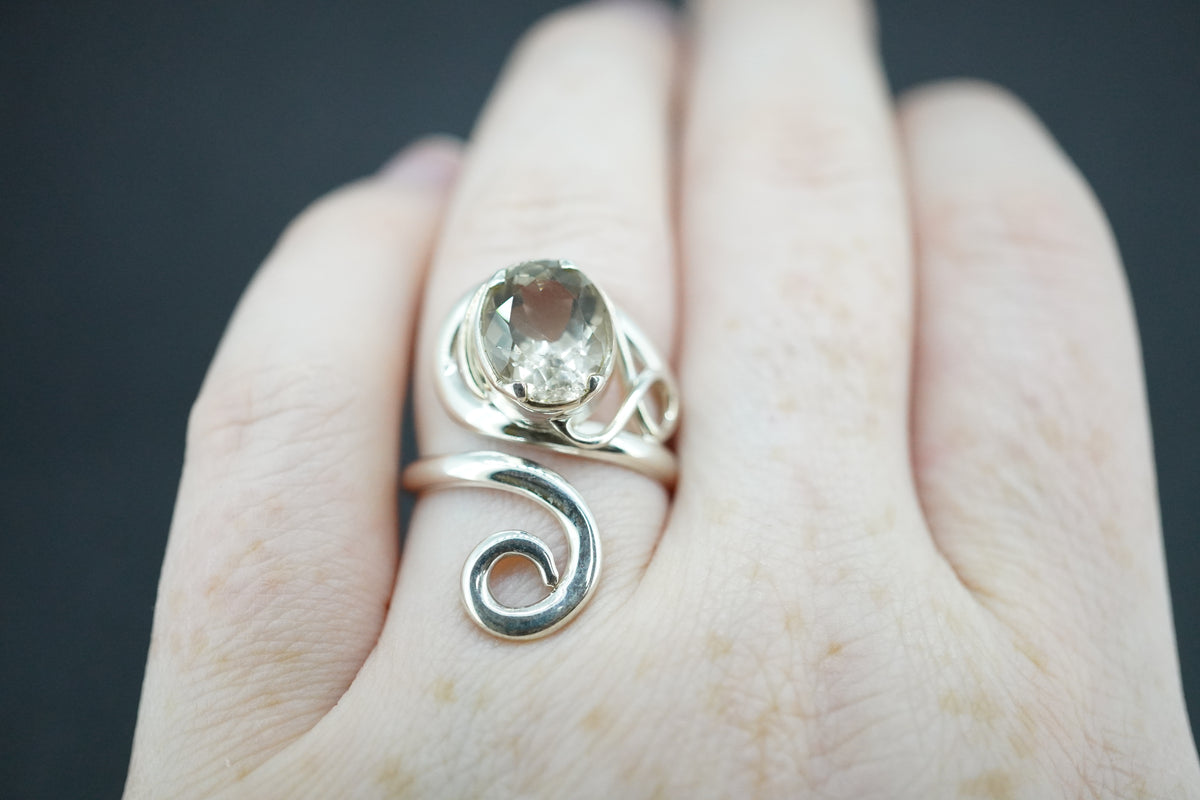 Cairngorm Quartz Sterling Silver Swirl Ring