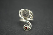 Cairngorm Quartz & Garnet Sterling Silver Swirl Ring