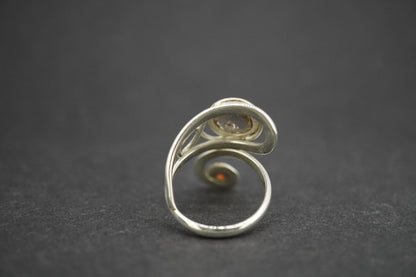 Cairngorm Quartz & Garnet Sterling Silver Swirl Ring