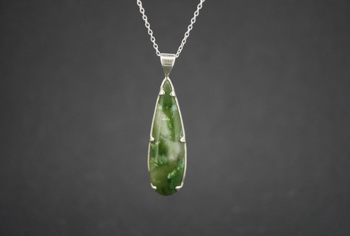Canadian Jade Sterling Silver Drop Pendant