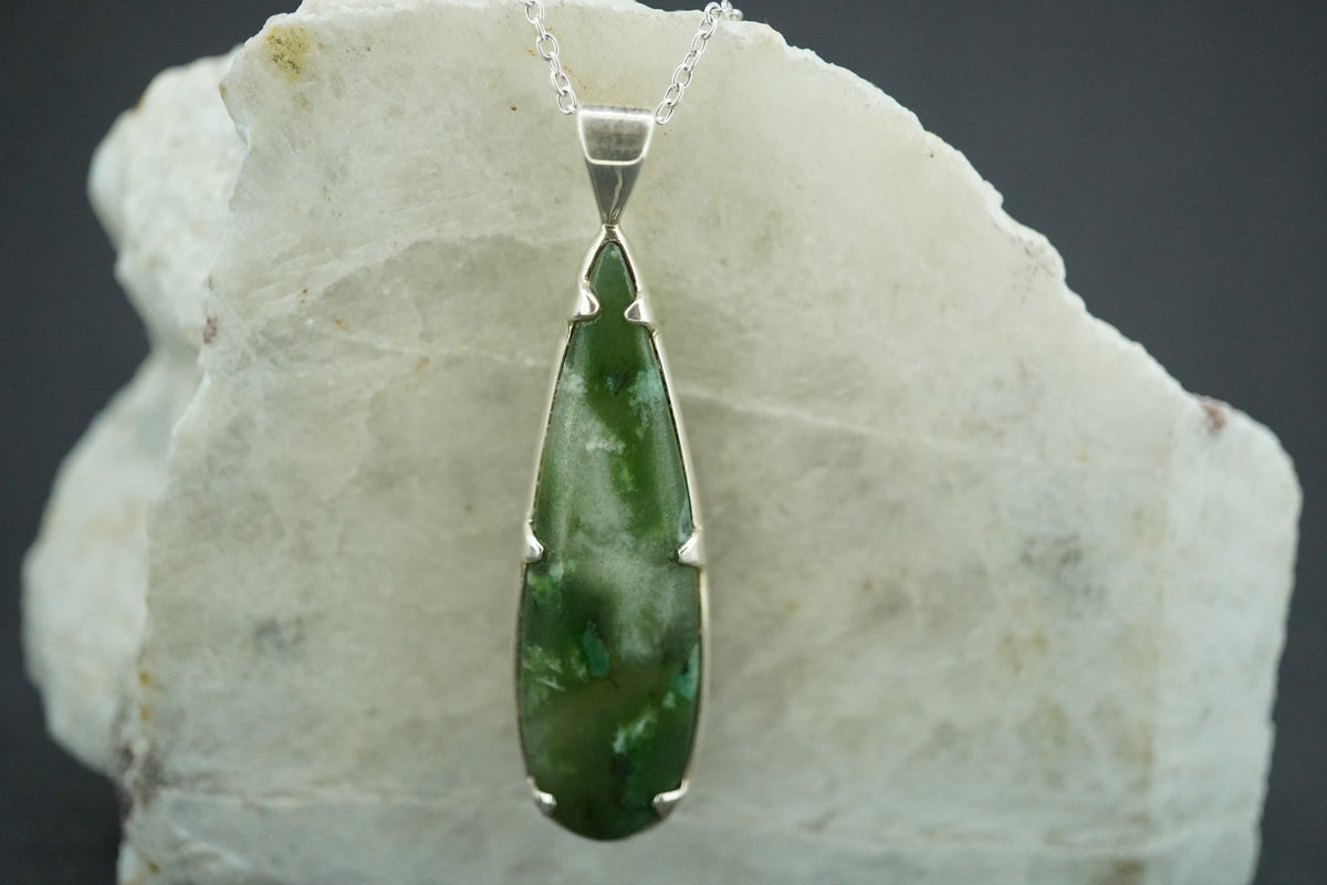Canadian Jade Sterling Silver Drop Pendant