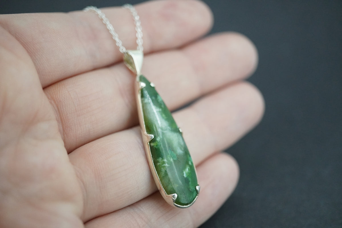 Canadian Jade Sterling Silver Drop Pendant