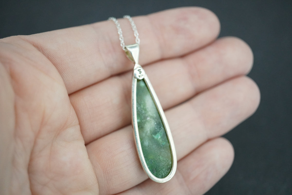 Canadian Jade Sterling Silver Drop Pendant