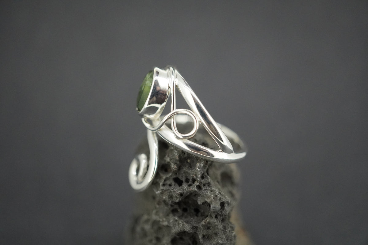 New Zealand Jade Sterling Silver Swirl Ring