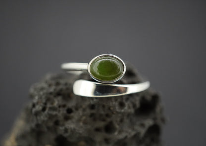 New Zealand Jade Sterling Silver Wire Ring