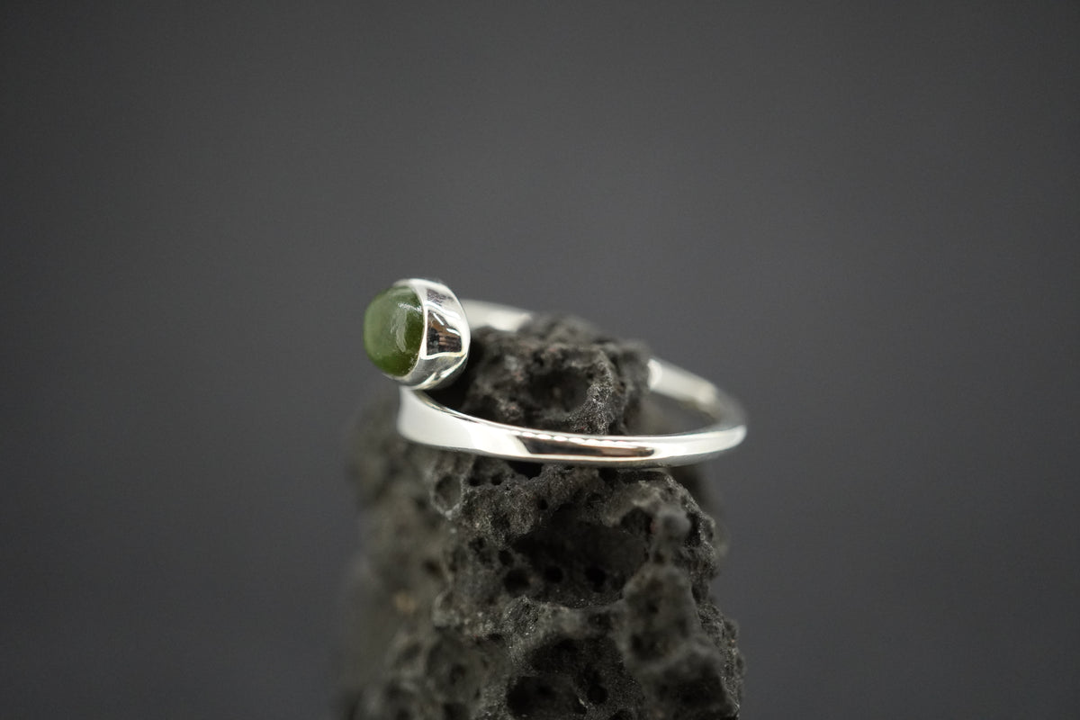 New Zealand Jade Sterling Silver Wire Ring
