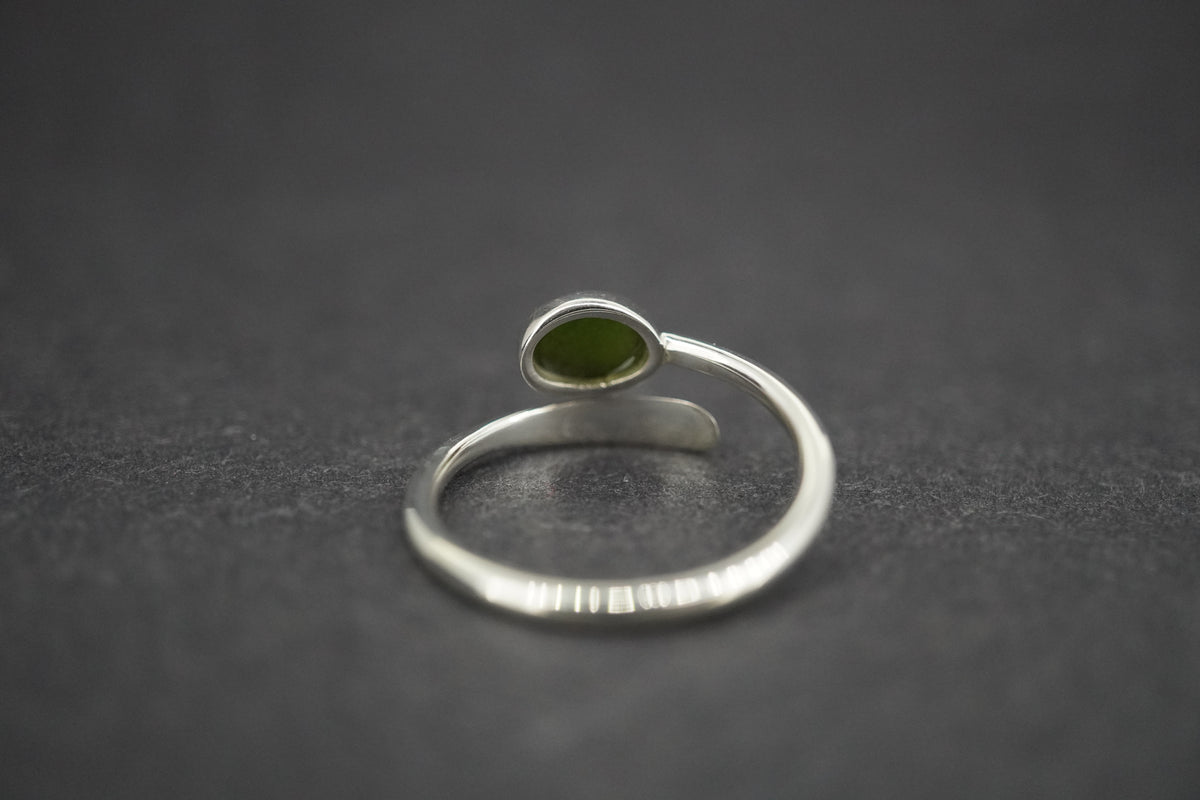 New Zealand Jade Sterling Silver Wire Ring