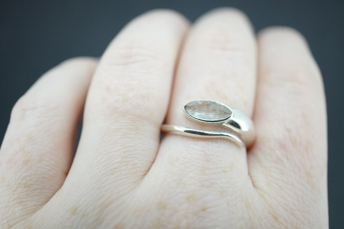 Kingdom 'Diamond' Sterling Silver Snake Marquise Ring