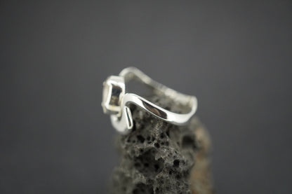 Kingdom 'Diamond' Sterling Silver Drop Wave Ring