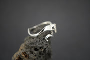 Kingdom 'Diamond' Sterling Silver Drop Wave Ring