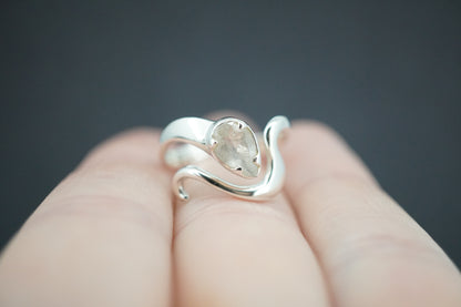 Kingdom 'Diamond' Sterling Silver Drop Wave Ring