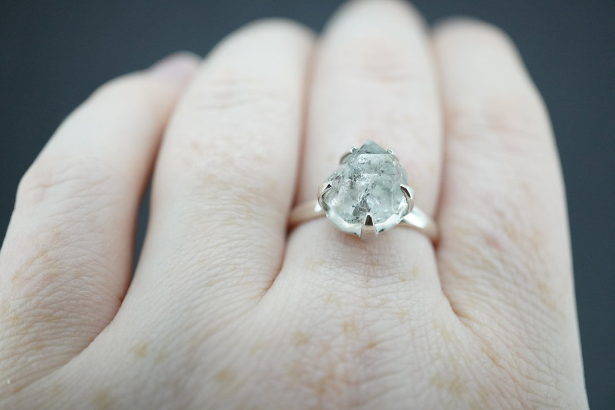 Kingdom 'Diamond' Sterling Silver Round Rough Rock Ring