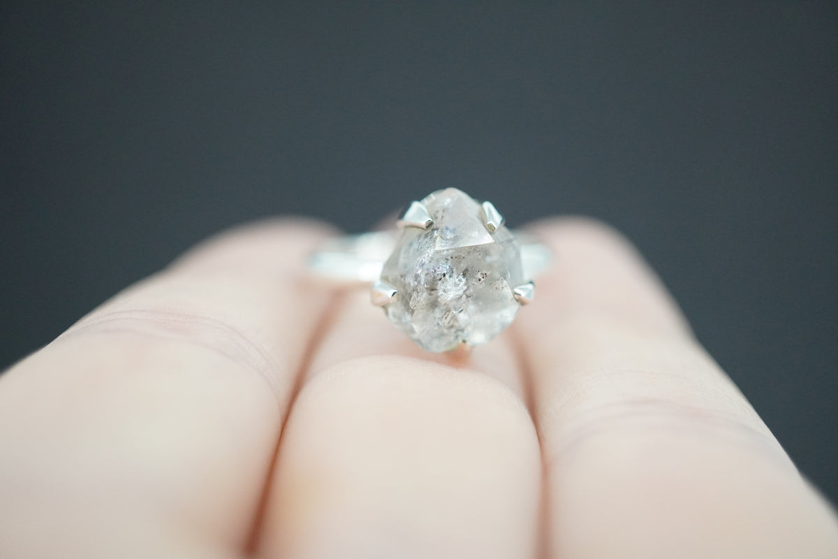 Kingdom 'Diamond' Sterling Silver Round Rough Rock Ring