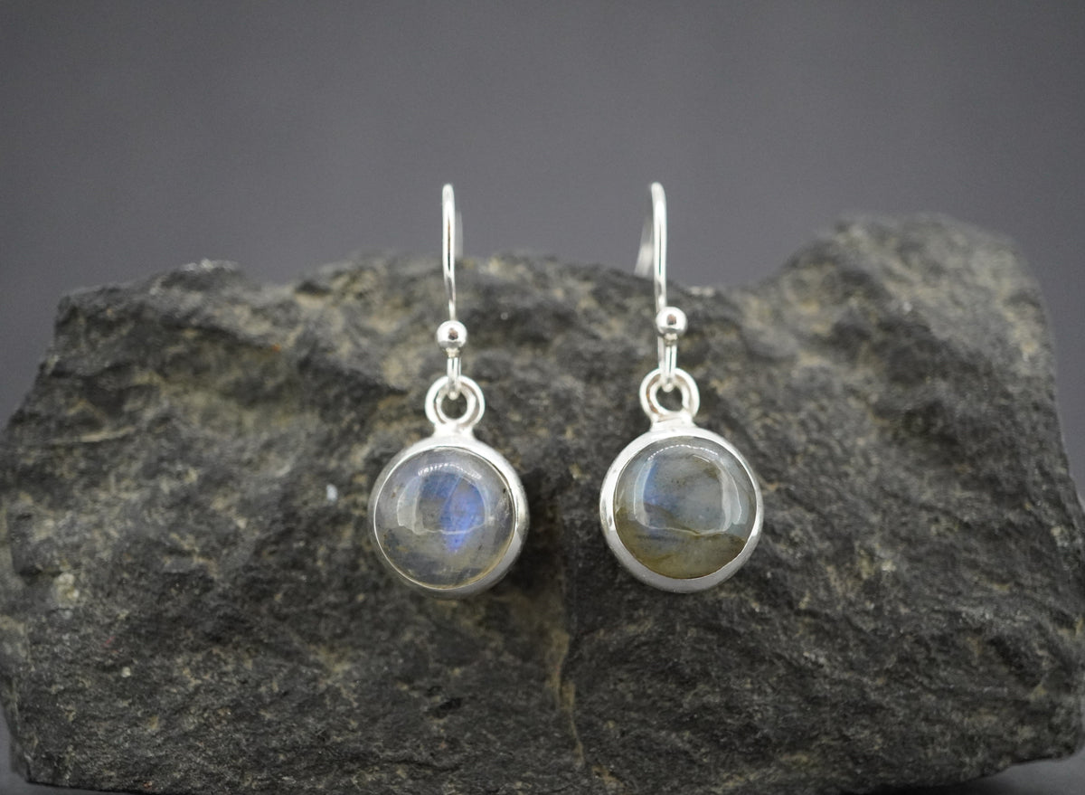 Labradorite Sterling Silver Round Drop Earrings