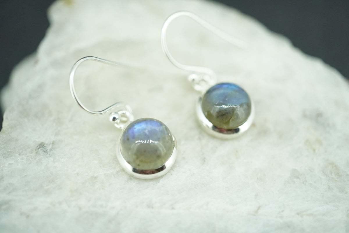 Labradorite Sterling Silver Round Drop Earrings