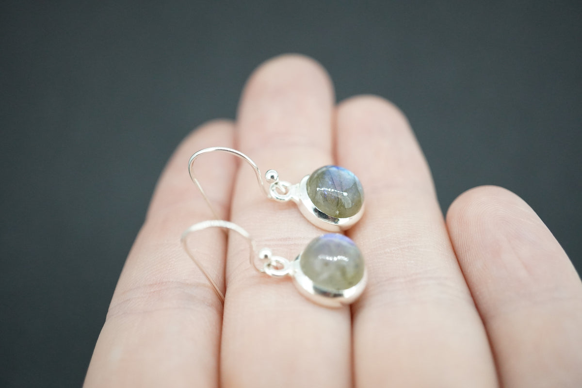 Labradorite Sterling Silver Round Drop Earrings