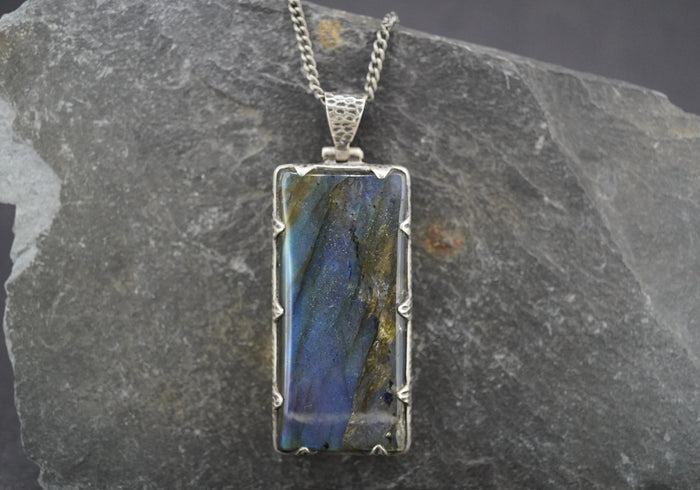 Labradorite Sterling Silver Large Pendant