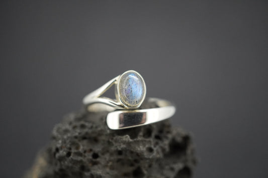 Labradorite Sterling Silver Oval Wire Ring