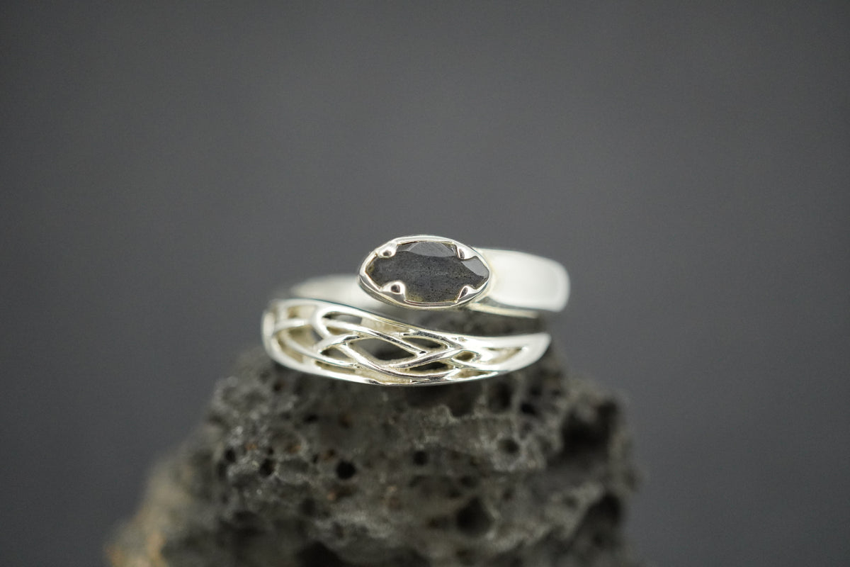 Labradorite Sterling Silver Marquise Wrap Ring