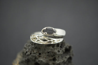 Labradorite Sterling Silver Marquise Wrap Ring