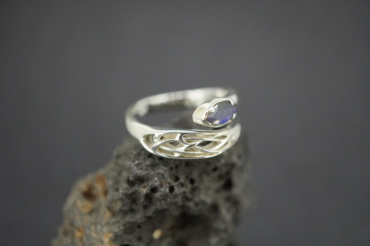 Labradorite Sterling Silver Marquise Wrap Ring