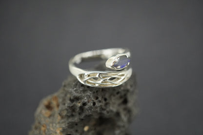 Labradorite Sterling Silver Marquise Wrap Ring