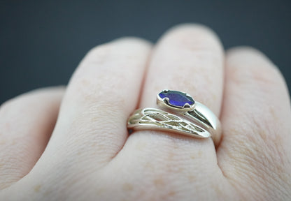Labradorite Sterling Silver Marquise Wrap Ring