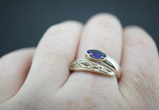 Labradorite Sterling Silver Marquise Wrap Ring