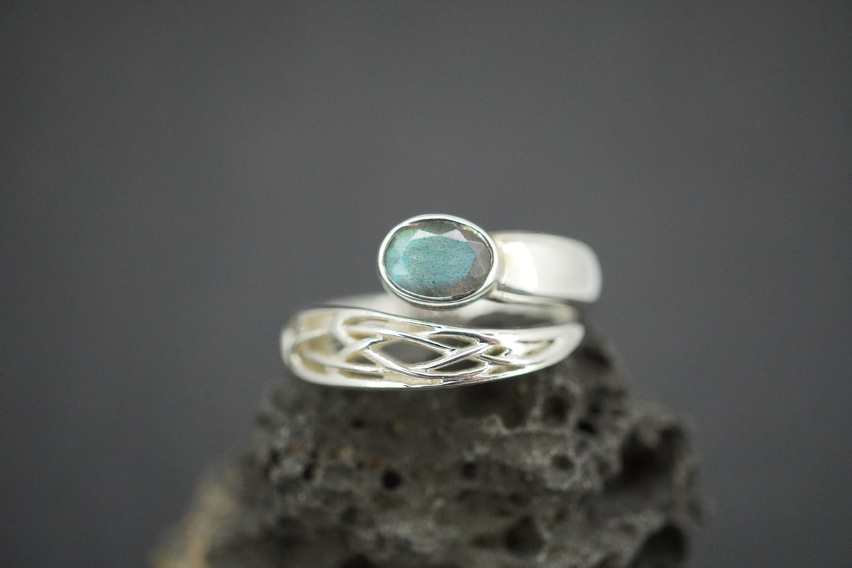 Labradorite Sterling Silver Oval Wrap Ring