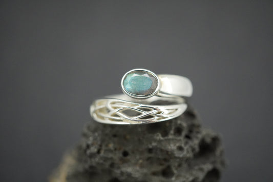 Labradorite Sterling Silver Oval Wrap Ring