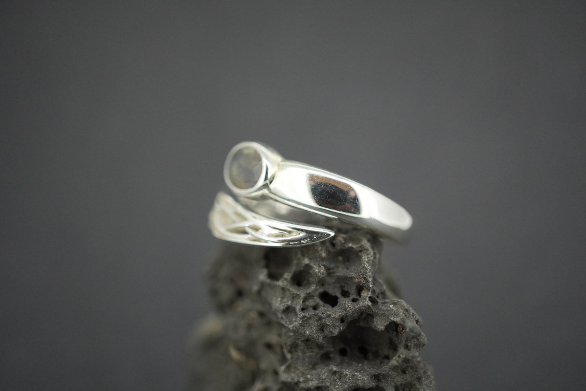 Labradorite Sterling Silver Oval Wrap Ring