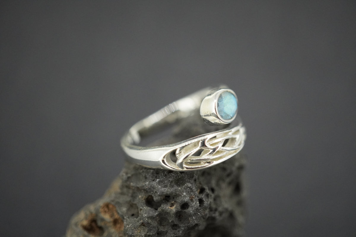 Labradorite Sterling Silver Oval Wrap Ring
