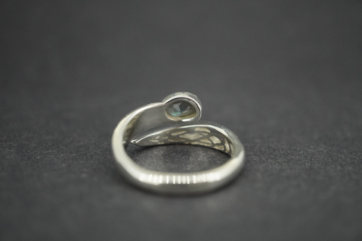 Labradorite Sterling Silver Oval Wrap Ring