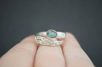 Labradorite Sterling Silver Oval Wrap Ring
