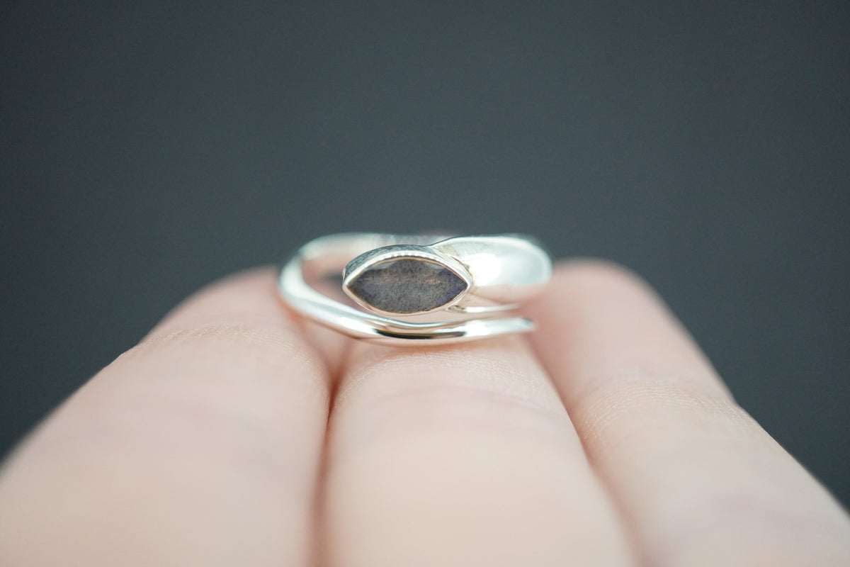 Labradorite Sterling Silver Marquise Snake Ring