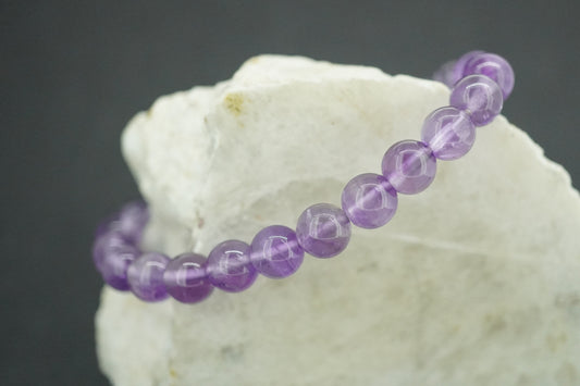 Amethyst Sterling Silver Beaded Bracelet