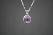 Amethyst Sterling Silver Oval Pendant