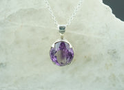 Amethyst Sterling Silver Oval Pendant